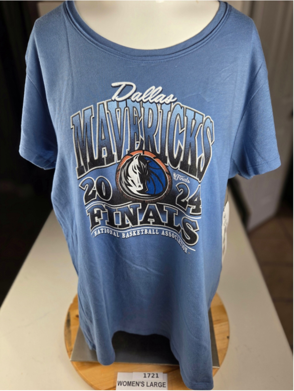 Women's 47 Brand Dallas Mavericks 2024 Finals Tee, Blue, Size Large #1721